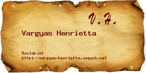 Vargyas Henrietta névjegykártya